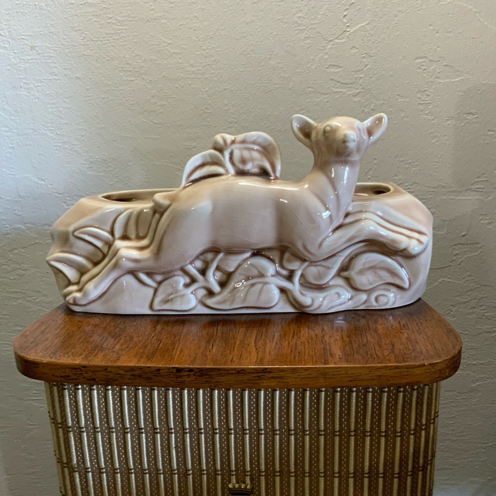 Mid Century Ceramic Deer Lamp Nightlight Planter